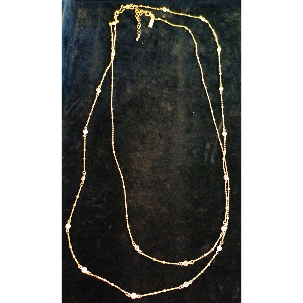 Lane Bryant Gold Tone Bezel-Set Crystal Station Chain Necklace